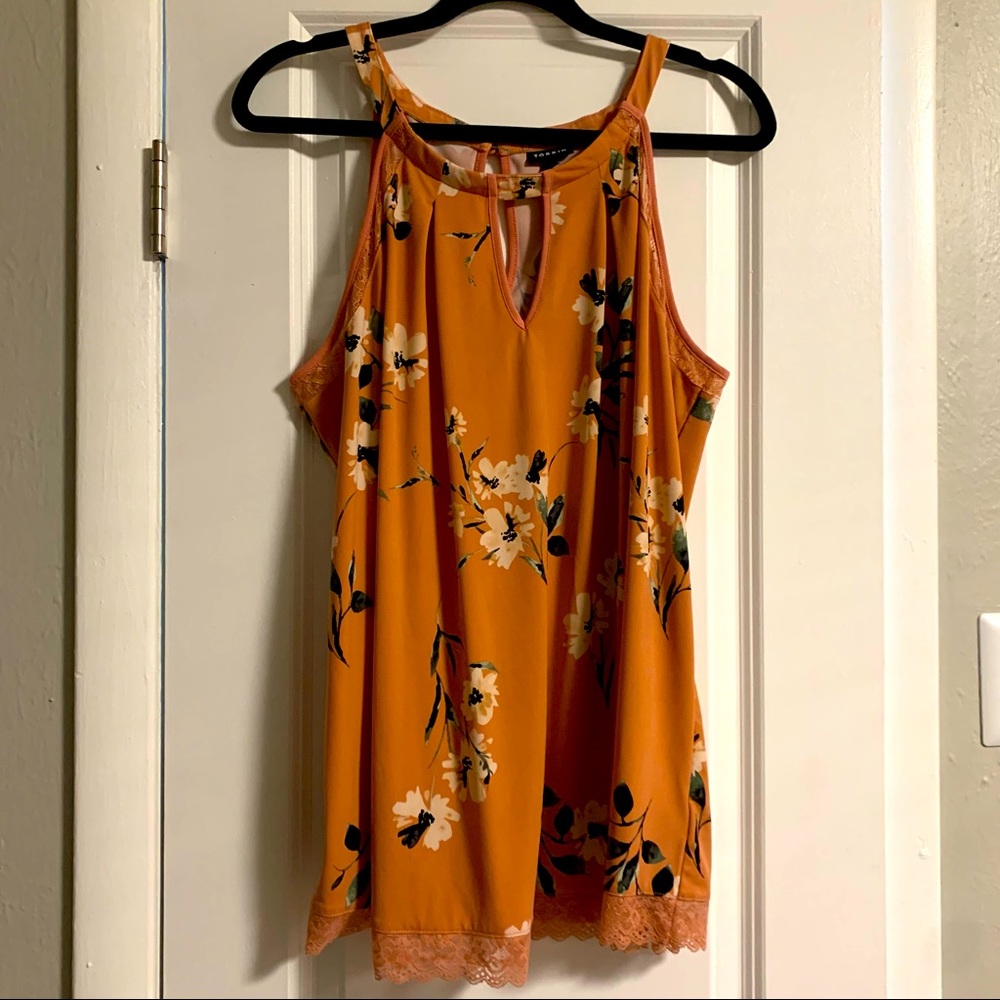 Torrid Peach Lace Trim Top